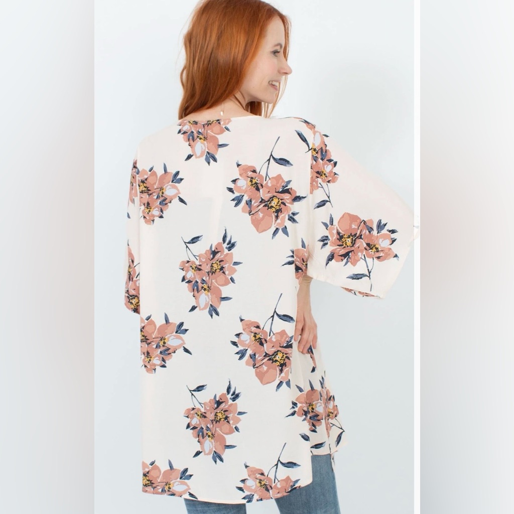 Saltwater Luxe Blush Floral Open-Front Kimono